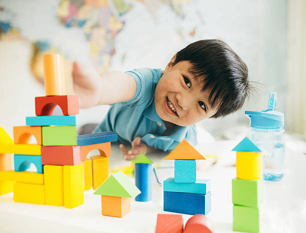 Children participating in a LEGO activity at K K Wagh Cubs Preschool